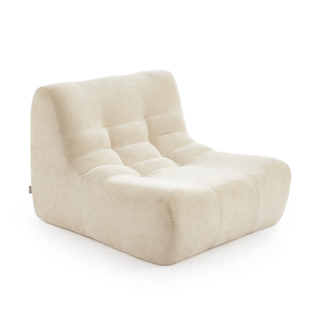 Janis - Chauffeuse Modulable 1 Place - Tissu Chenille - Écru