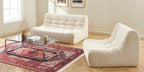 Janis - Chauffeuse Modulable 1 Place - Tissu Chenille - Écru
