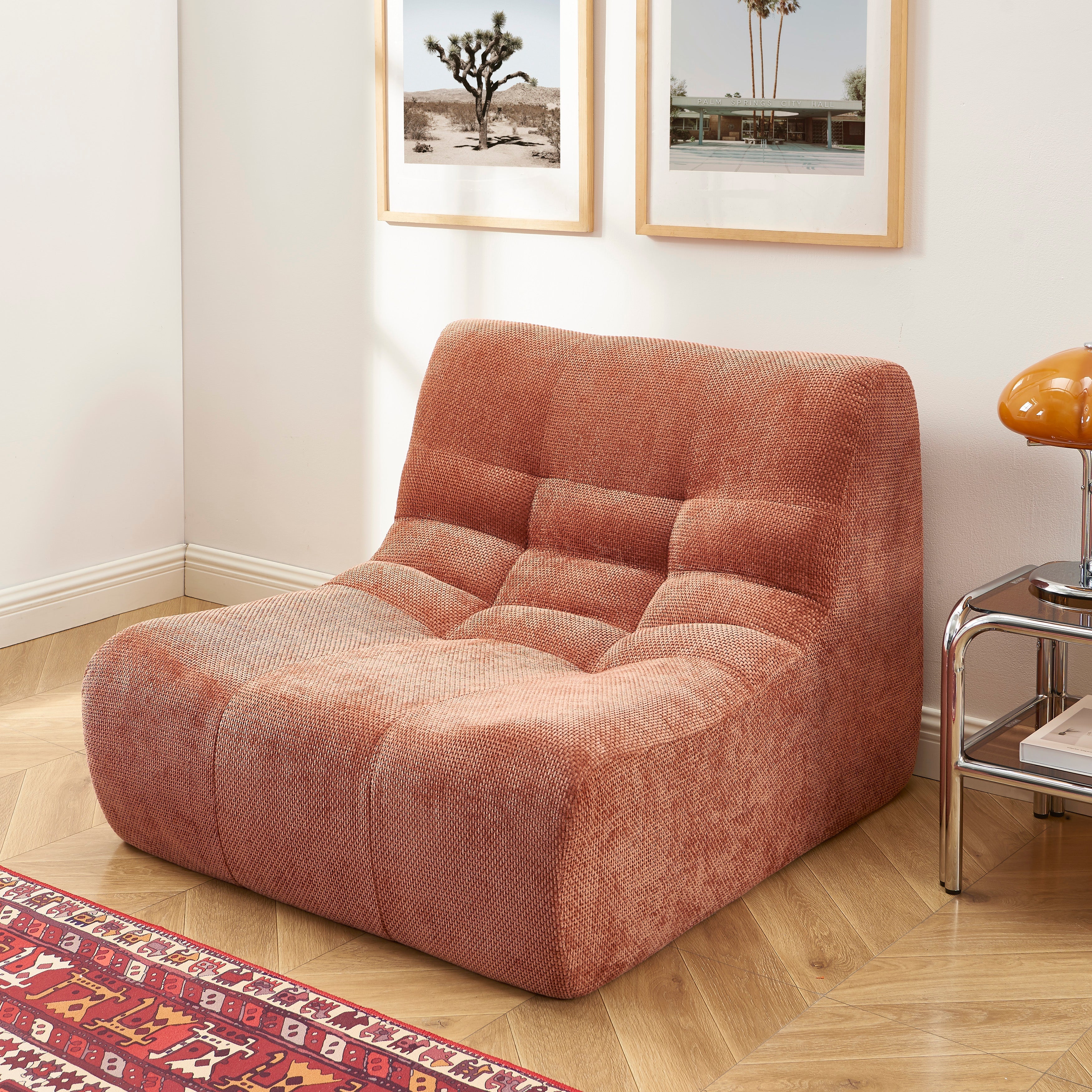 Janis - Chauffeuse Modulable 1 Place - Tissu Chenille - Terracotta