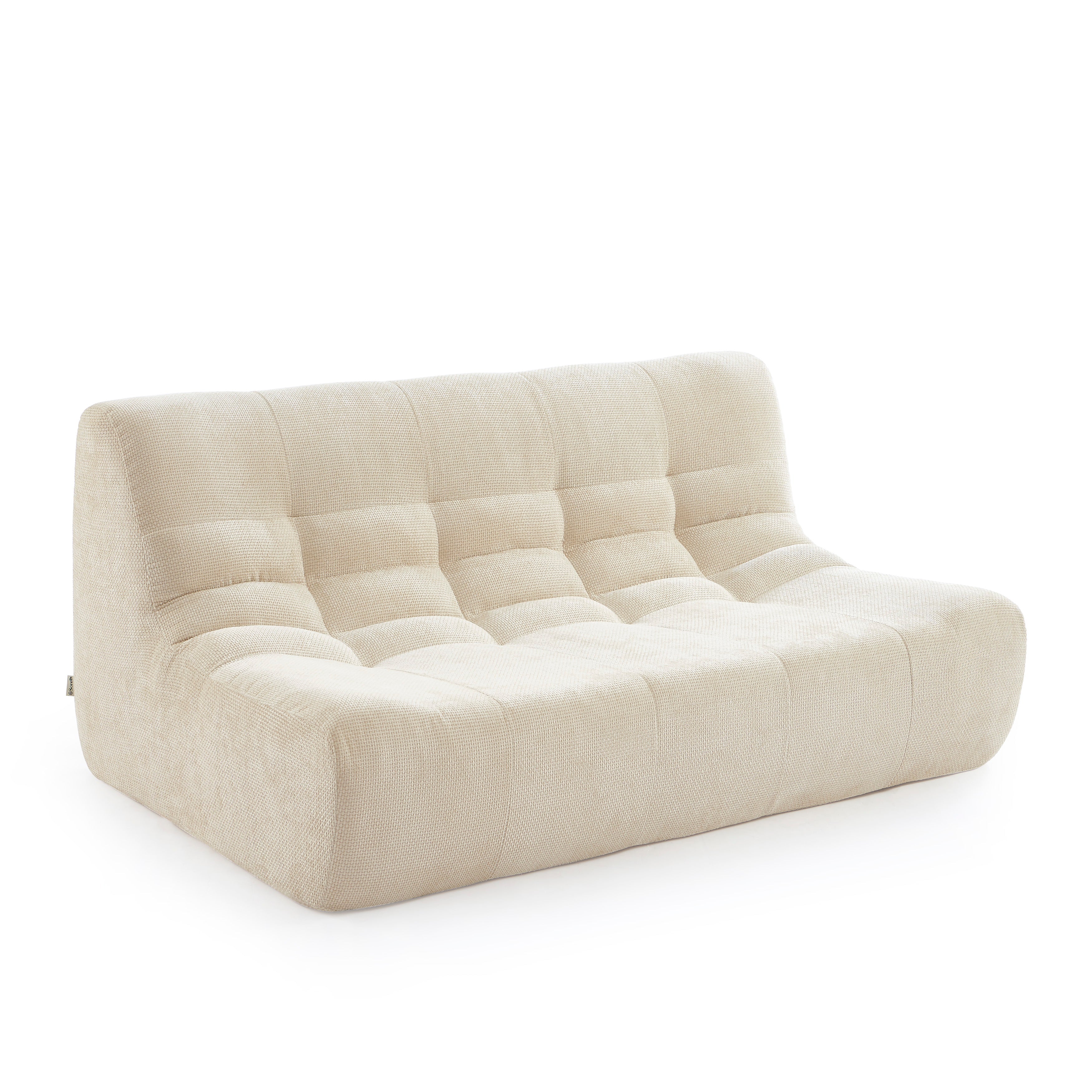 Janis - Banquette Modulable 2 Places - Tissu Chenille - Écru