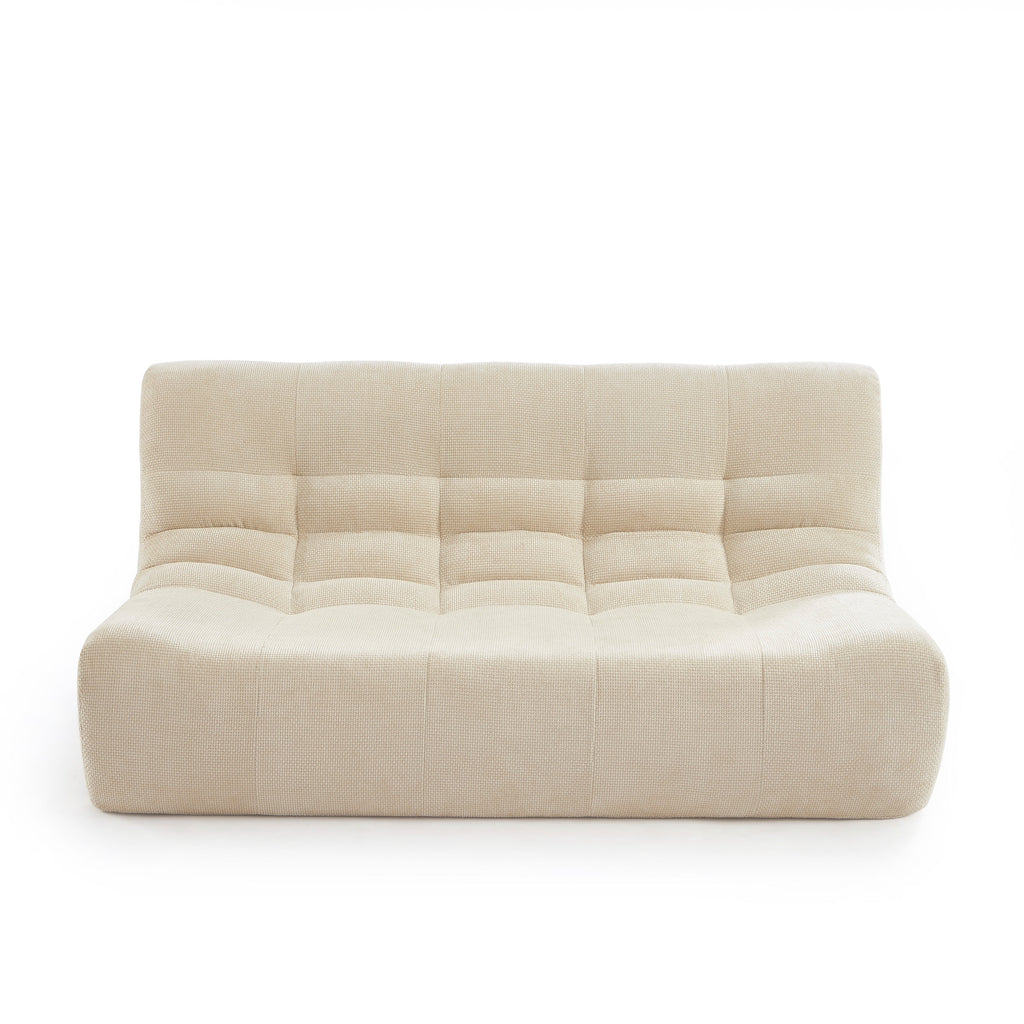 Janis - Banquette Modulable 2 Places - Tissu Chenille - Écru