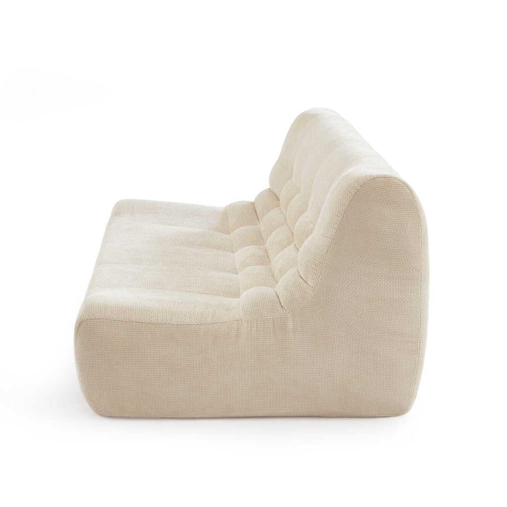 Janis - Banquette Modulable 2 Places - Tissu Chenille - Écru