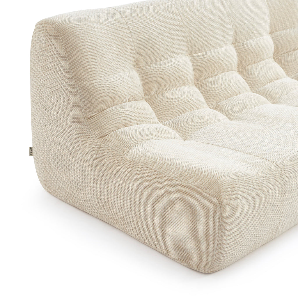 Janis - Banquette Modulable 2 Places - Tissu Chenille - Écru