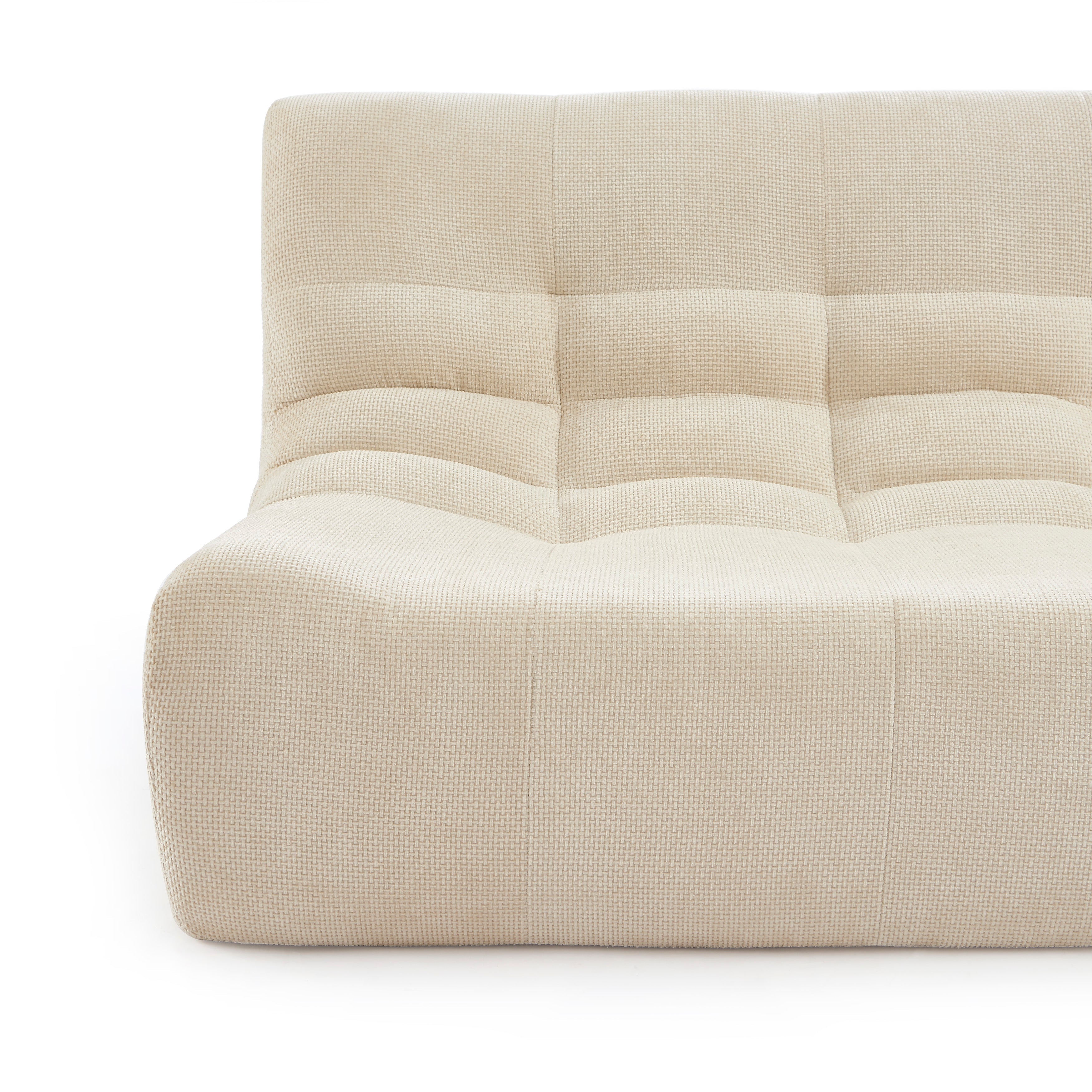 Janis - Banquette Modulable 2 Places - Tissu Chenille - Écru