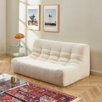 Janis - Banquette Modulable 2 Places - Tissu Chenille - Écru