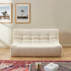 Janis - Banquette Modulable 2 Places - Tissu Chenille - Écru