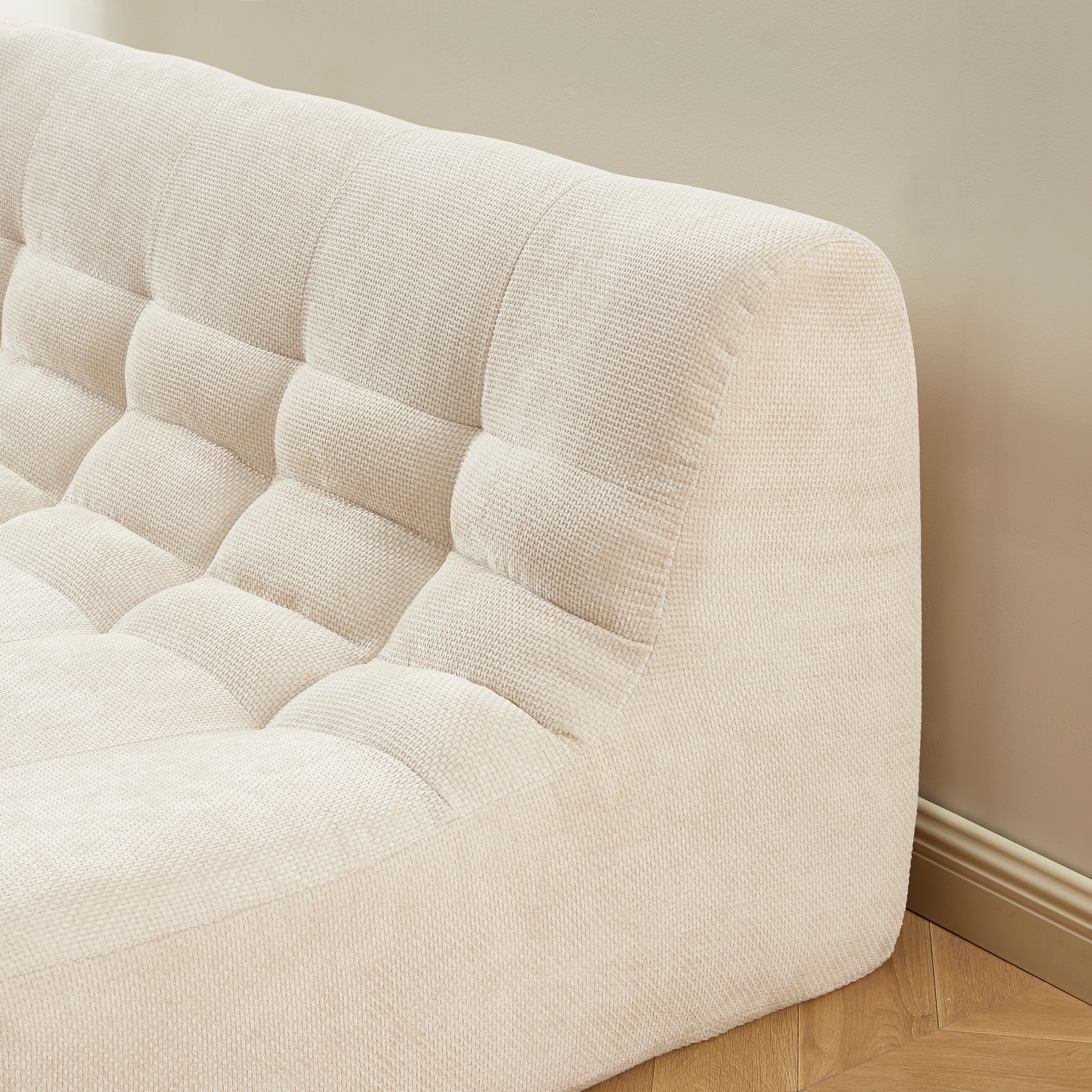 Janis - Banquette Modulable 2 Places - Tissu Chenille - Écru