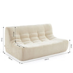 Janis - Banquette Modulable 2 Places - Tissu Chenille - Écru