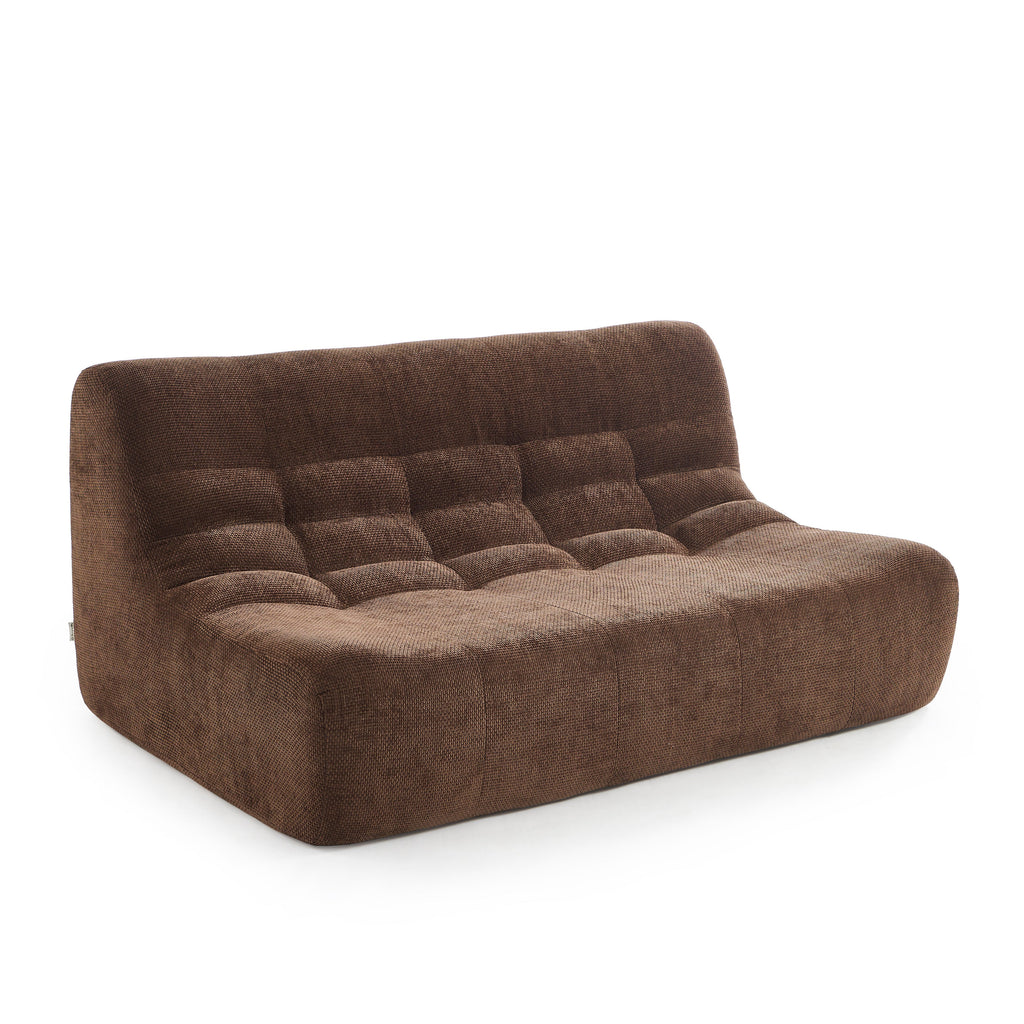 Janis - Banquette Modulable 2 Places - Tissu Chenille - Marron
