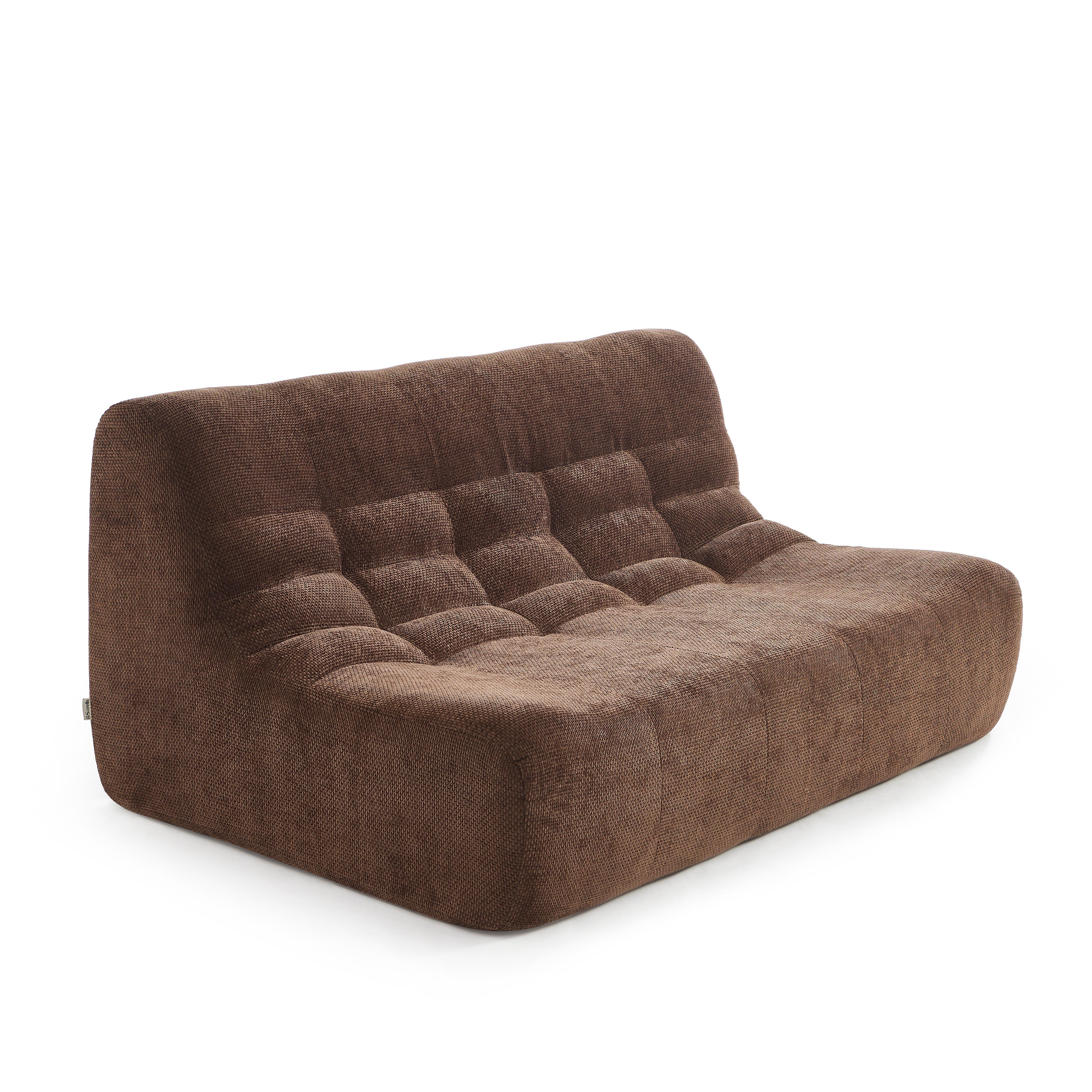 Janis - Banquette Modulable 2 Places - Tissu Chenille - Marron