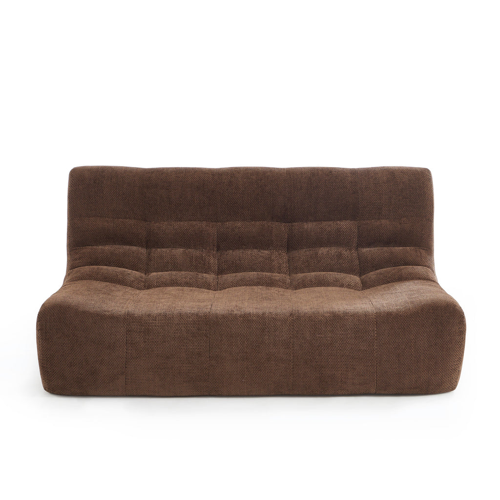 Janis - Banquette Modulable 2 Places - Tissu Chenille - Marron