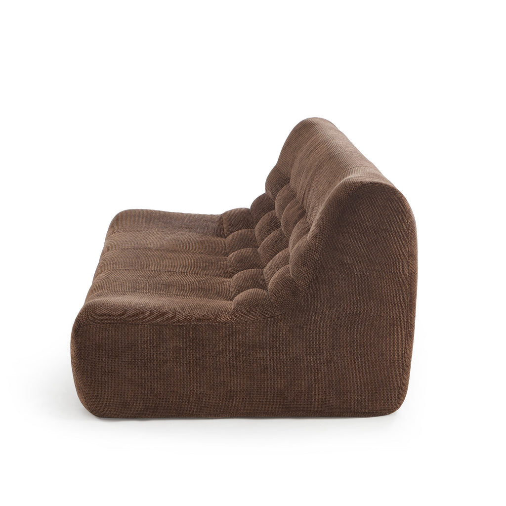 Janis - Banquette Modulable 2 Places - Tissu Chenille - Marron