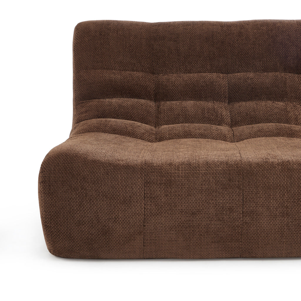 Janis - Banquette Modulable 2 Places - Tissu Chenille - Marron