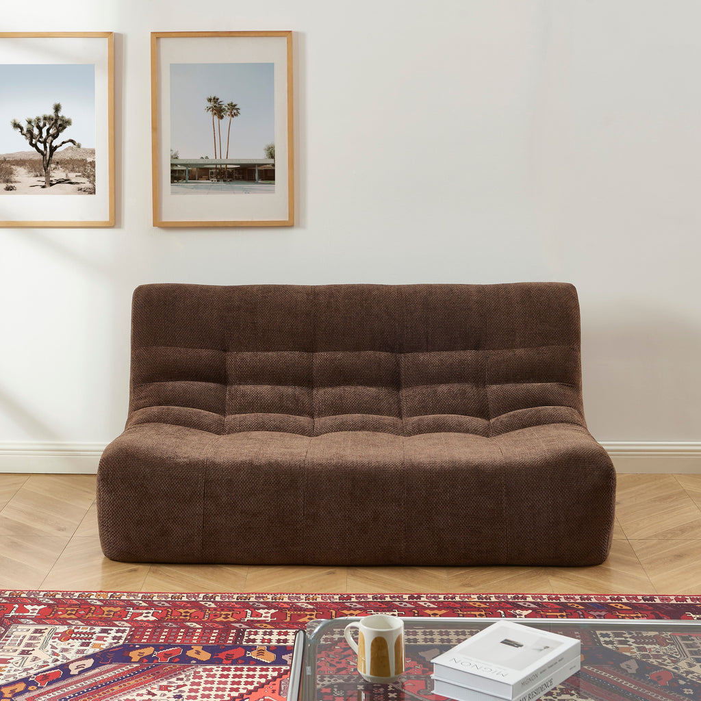 Janis - Banquette Modulable 2 Places - Tissu Chenille - Marron