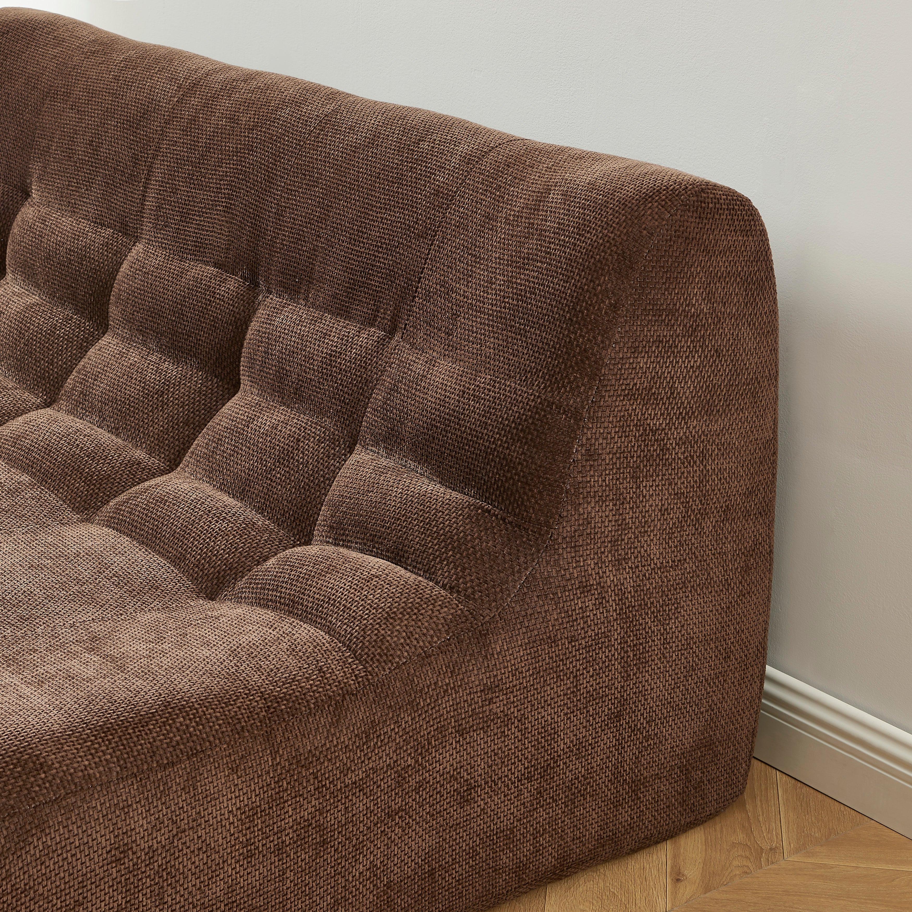 Janis - Banquette Modulable 2 Places - Tissu Chenille - Marron