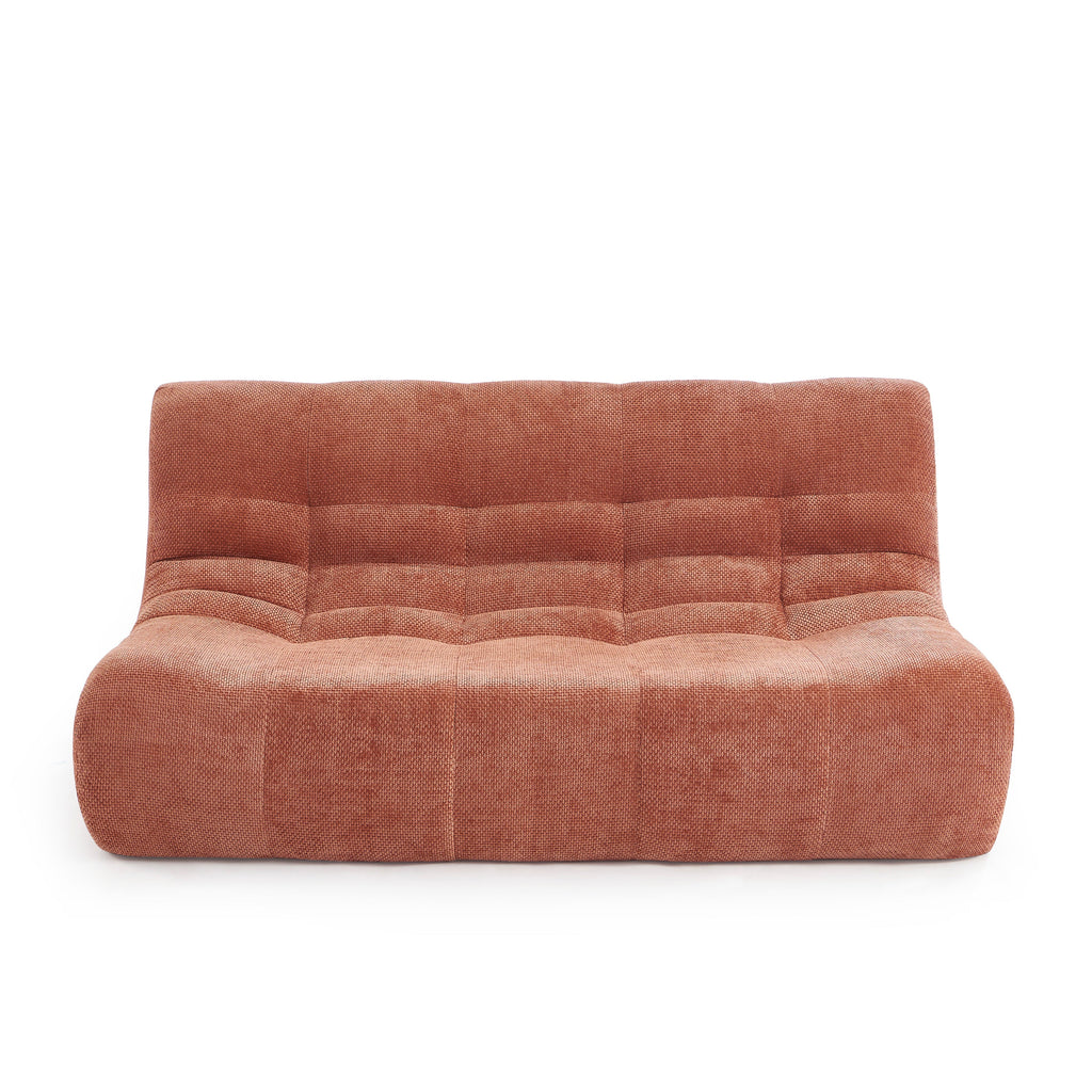 Janis - Banquette Modulable 2 Places - Tissu Chenille - Terracotta
