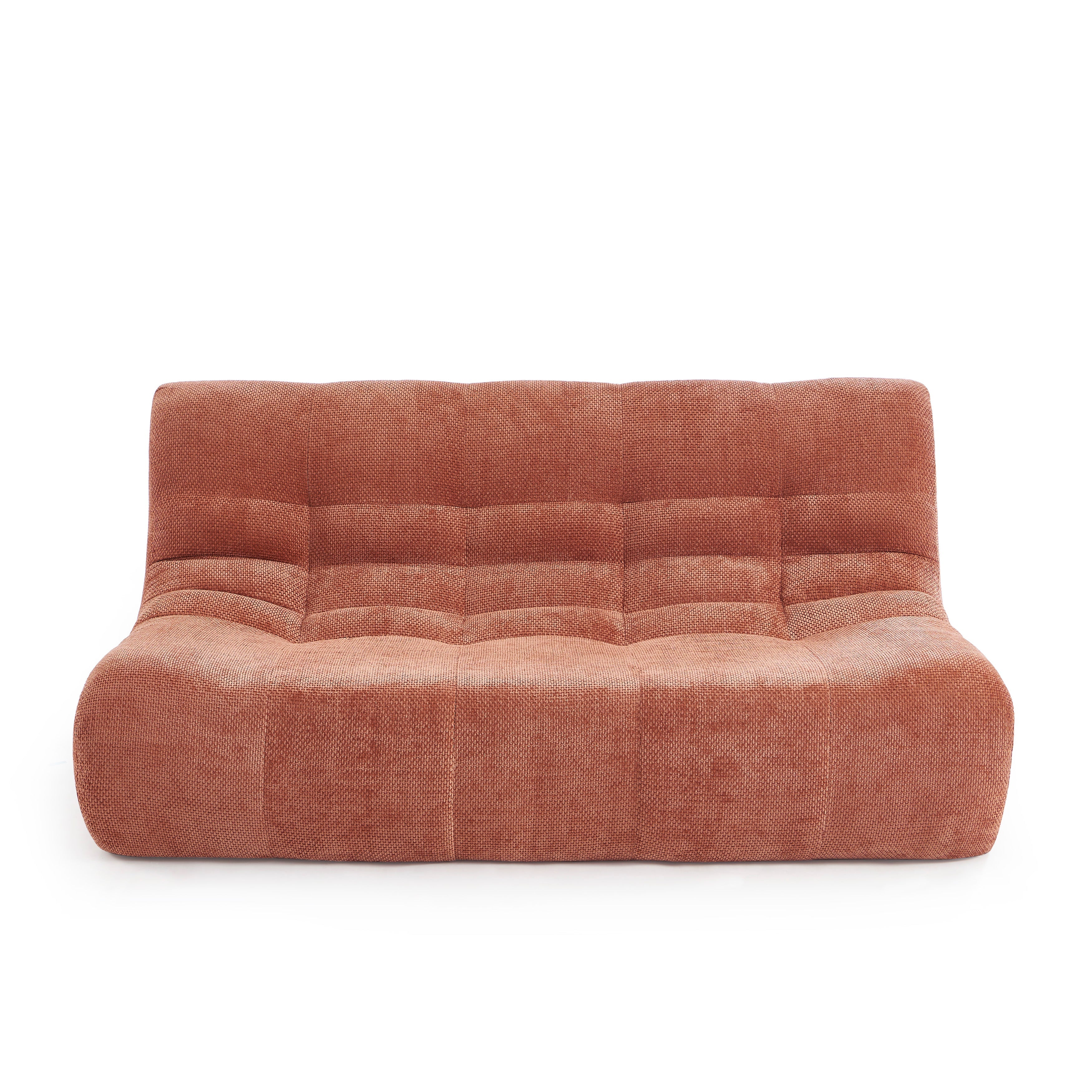 Janis - Banquette Modulable 2 Places - Tissu Chenille - Terracotta
