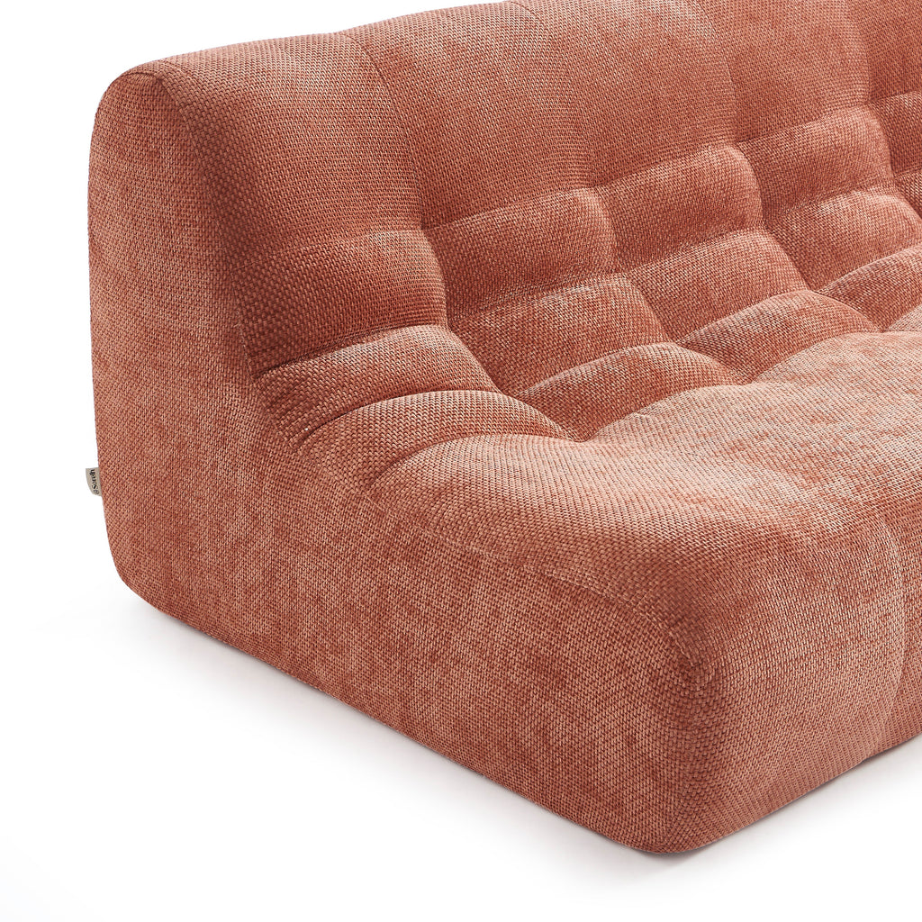 Janis - Banquette Modulable 2 Places - Tissu Chenille - Terracotta