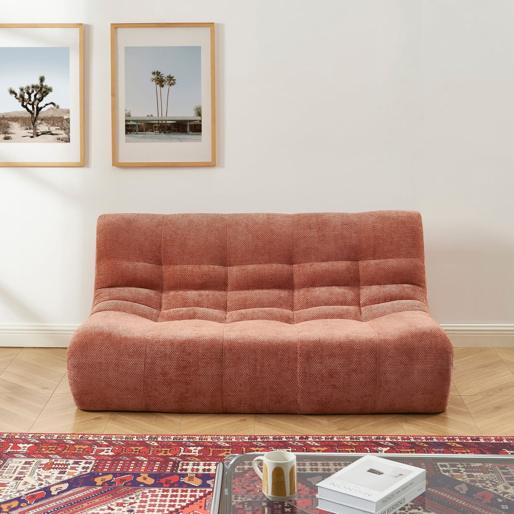Janis - Banquette Modulable 2 Places - Tissu Chenille - Terracotta