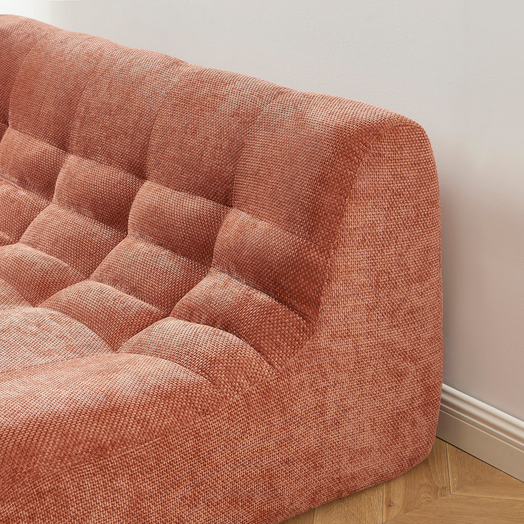 Janis - Banquette Modulable 2 Places - Tissu Chenille - Terracotta