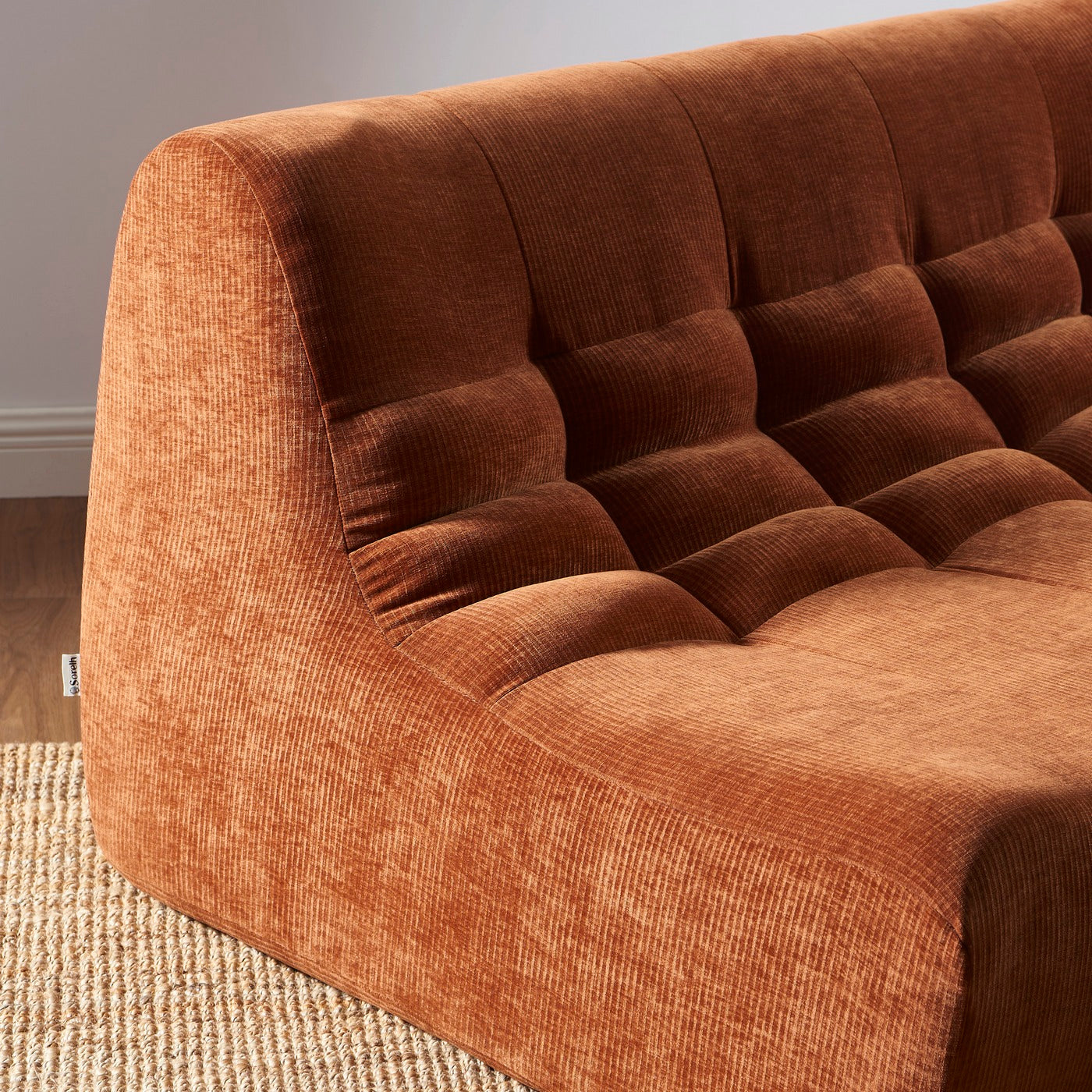 Janis - Banquette Modulable 2 Places - Velours - Terracotta