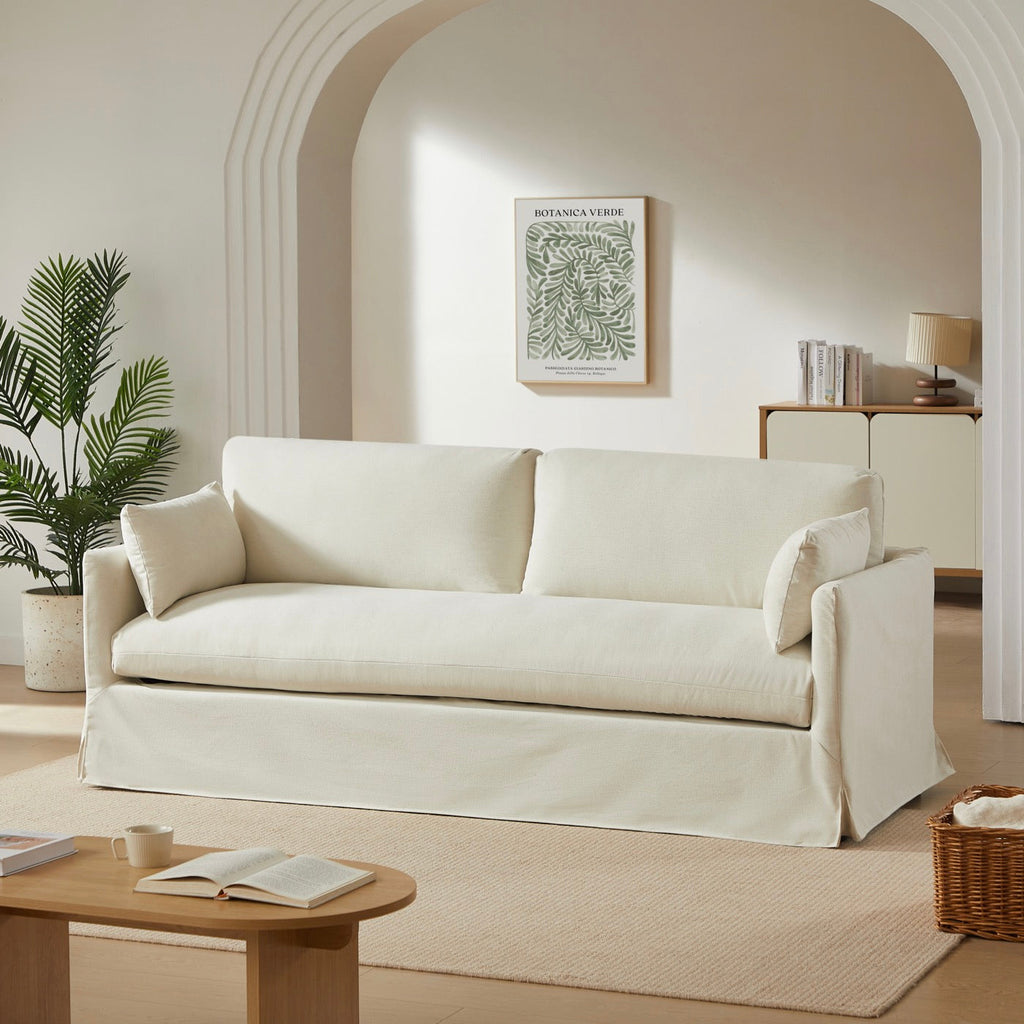 Jatoba - Canapé Droit Fixe 3 Places - Tissu Beige