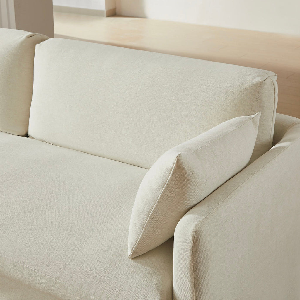 Jatoba - Canapé Droit Fixe 3 Places - Tissu Beige