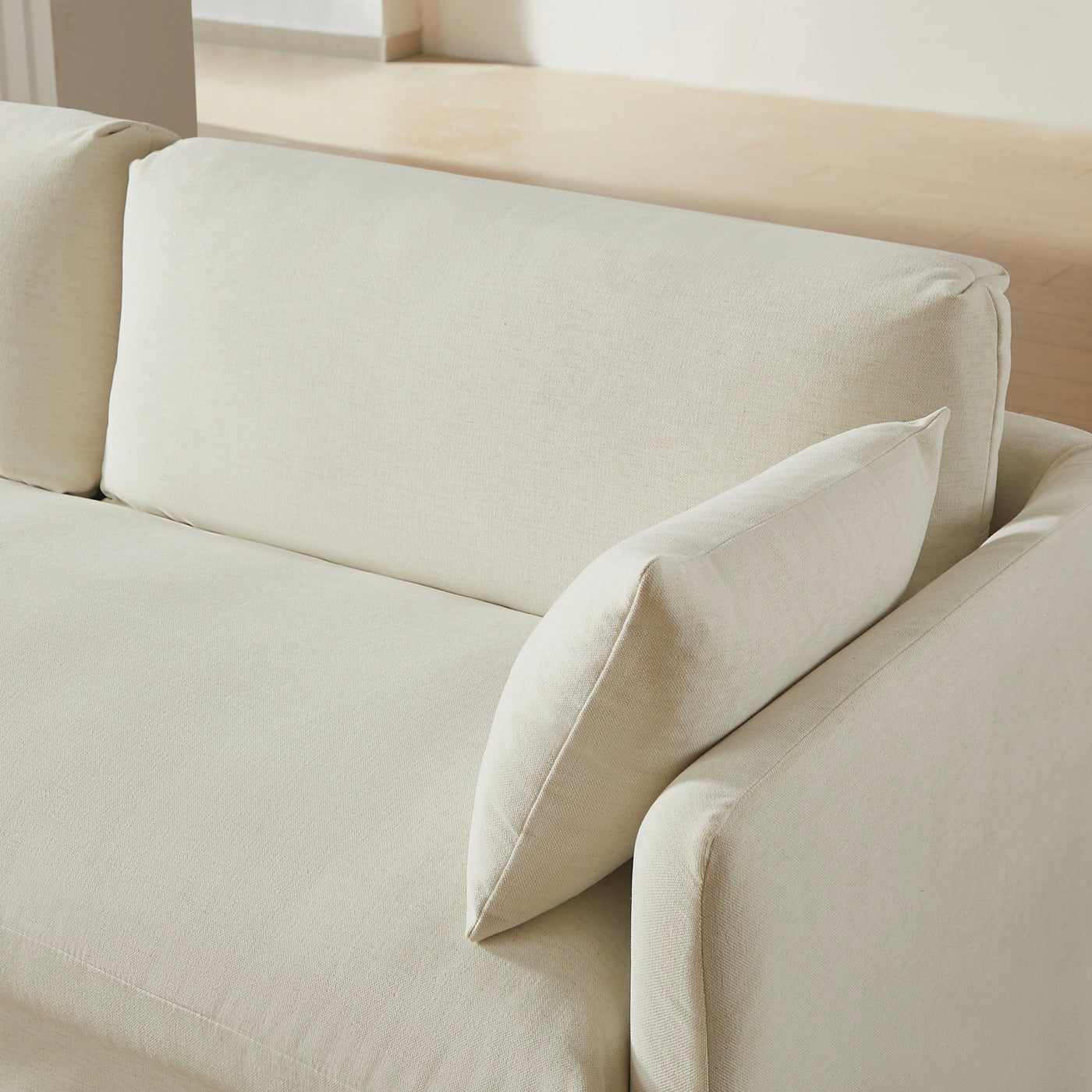 Jatoba - Canapé Droit Fixe 3 Places - Tissu Beige