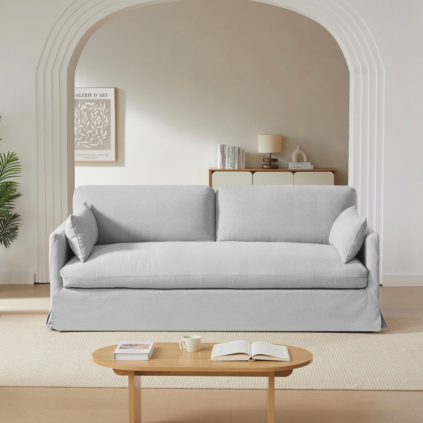 Jatoba - Canapé Droit Fixe 3 Places - Tissu Gris