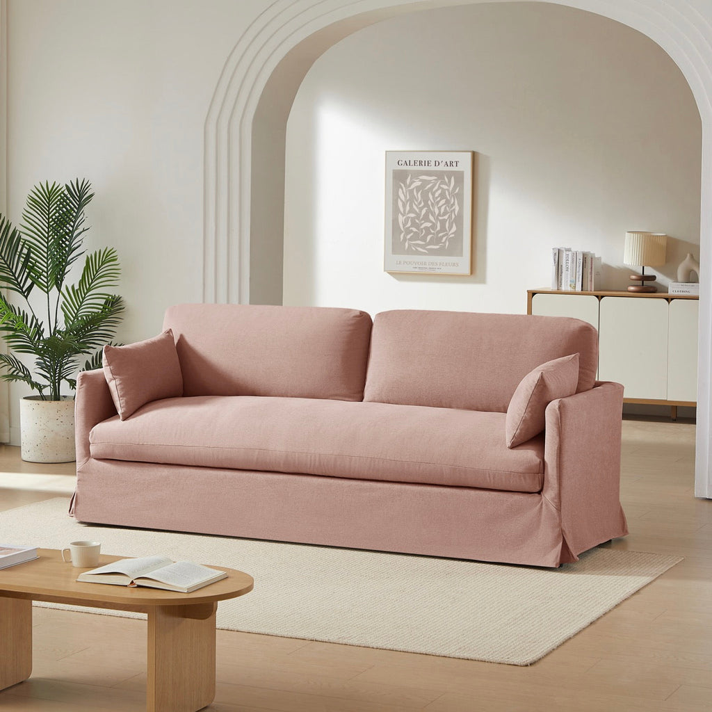 Jatoba - Canapé Droit Fixe 3 Places - Tissu Rose