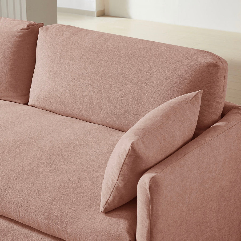 Jatoba - Canapé Droit Fixe 3 Places - Tissu Rose