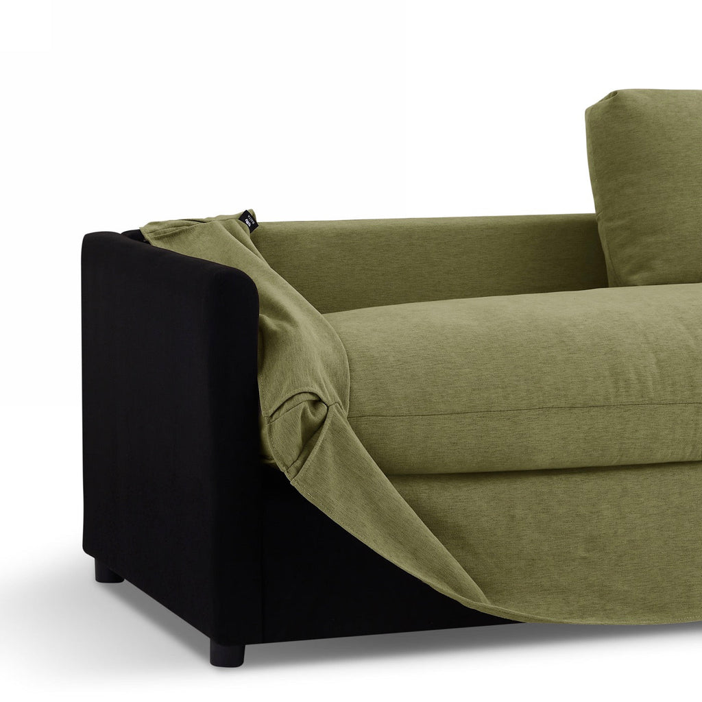 Jatoba - Canapé Droit Fixe 3 Places - Tissu Vert