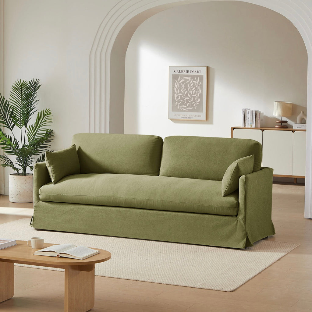 Jatoba - Canapé Droit Fixe 3 Places - Tissu Vert