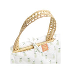 Couffin Bébé En Fibres Naturelles Avec Habillage Tissu