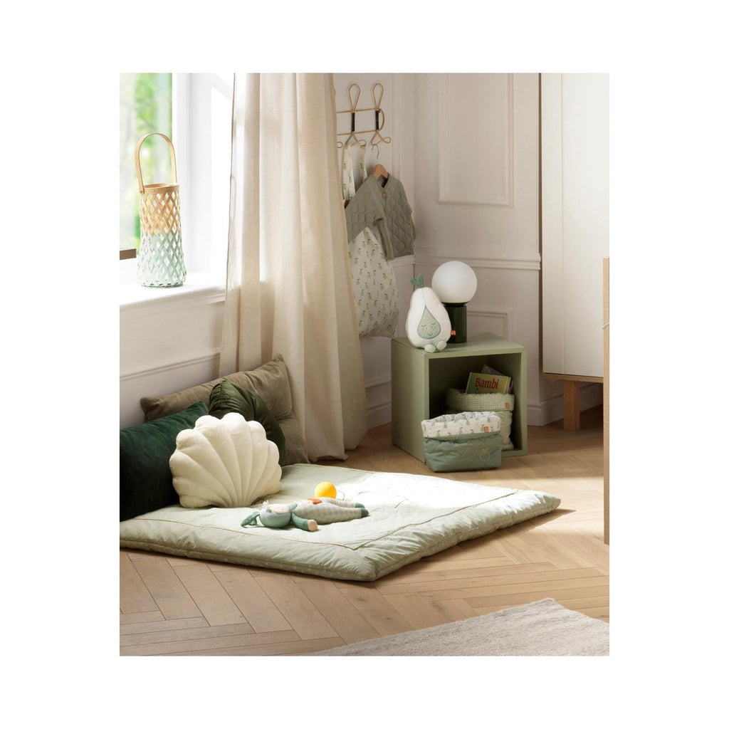 Grand Tapis 100X100 Cm En Lin Vert Tilleul