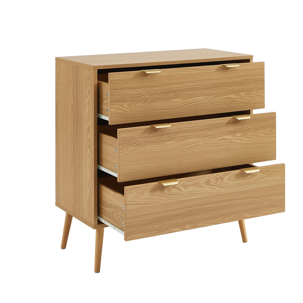 Jeanne - Commode 3 Tiroirs - Effet Chêne