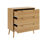 Jeanne - Commode 3 Tiroirs - Effet Chêne