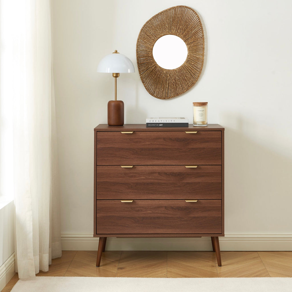 Jeanne - Commode 3 Tiroirs - Effet Noyer