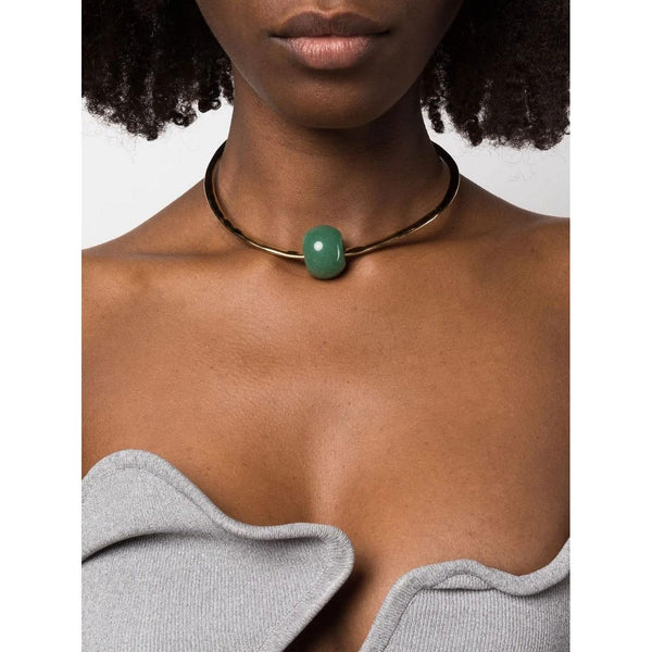 Collier Rough Nature Necklace 2 - Gold+Lightgreen - Femme