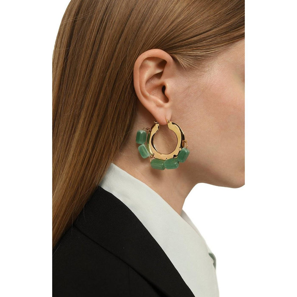 Boucles D'Oreilles Rough Nature Earrings 3 - Gold+Lightgreen - Femme