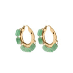 Boucles D'Oreilles Rough Nature Earrings 3 - Gold+Lightgreen - Femme