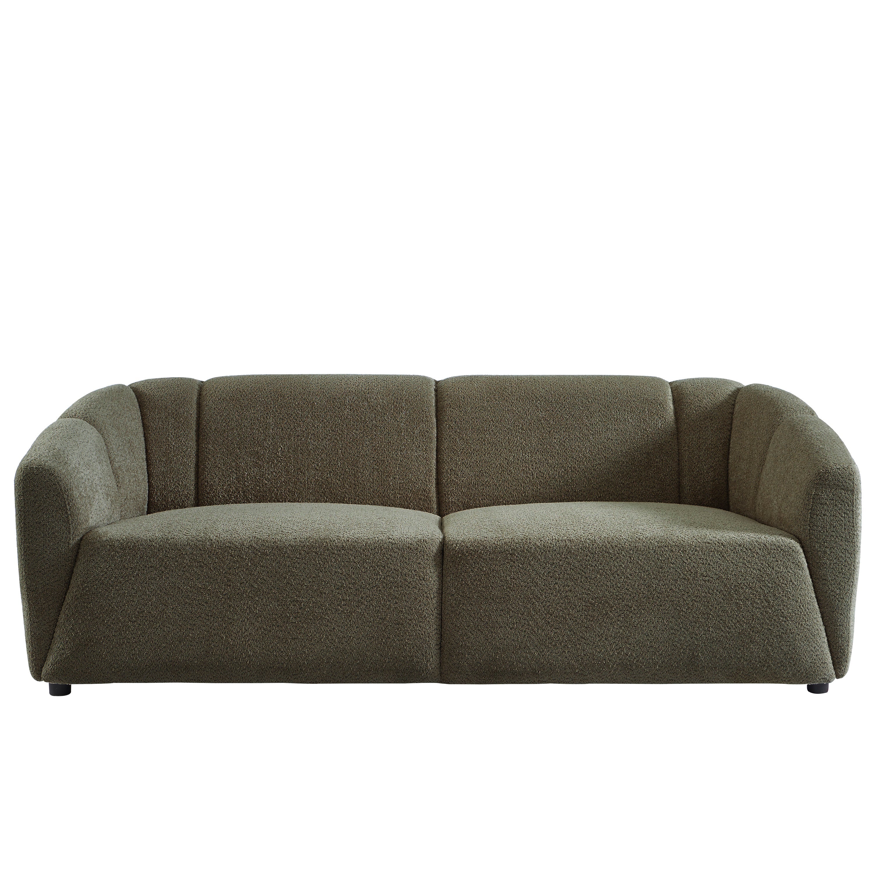 Joe - Canapé Droit 3 Places - Tissu Bouclette Vert