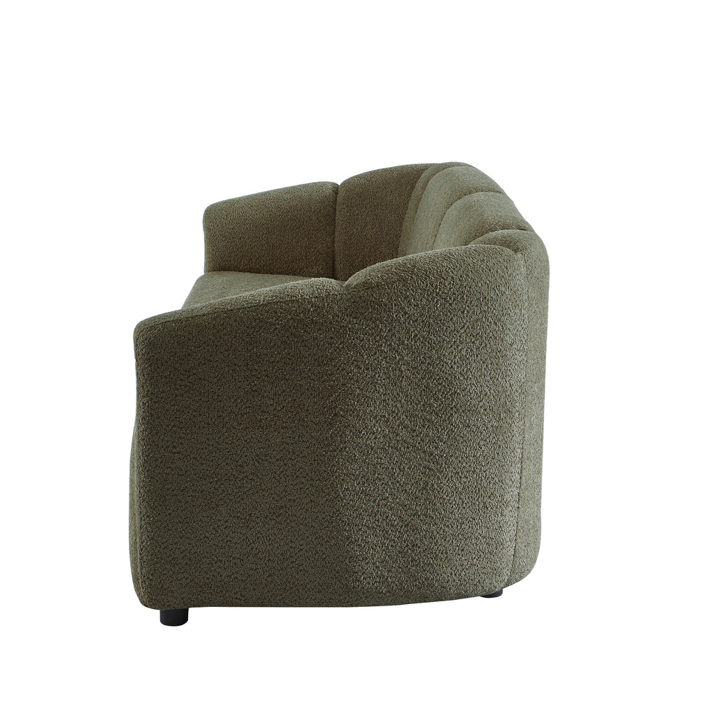 Joe - Canapé Droit 3 Places - Tissu Bouclette Vert