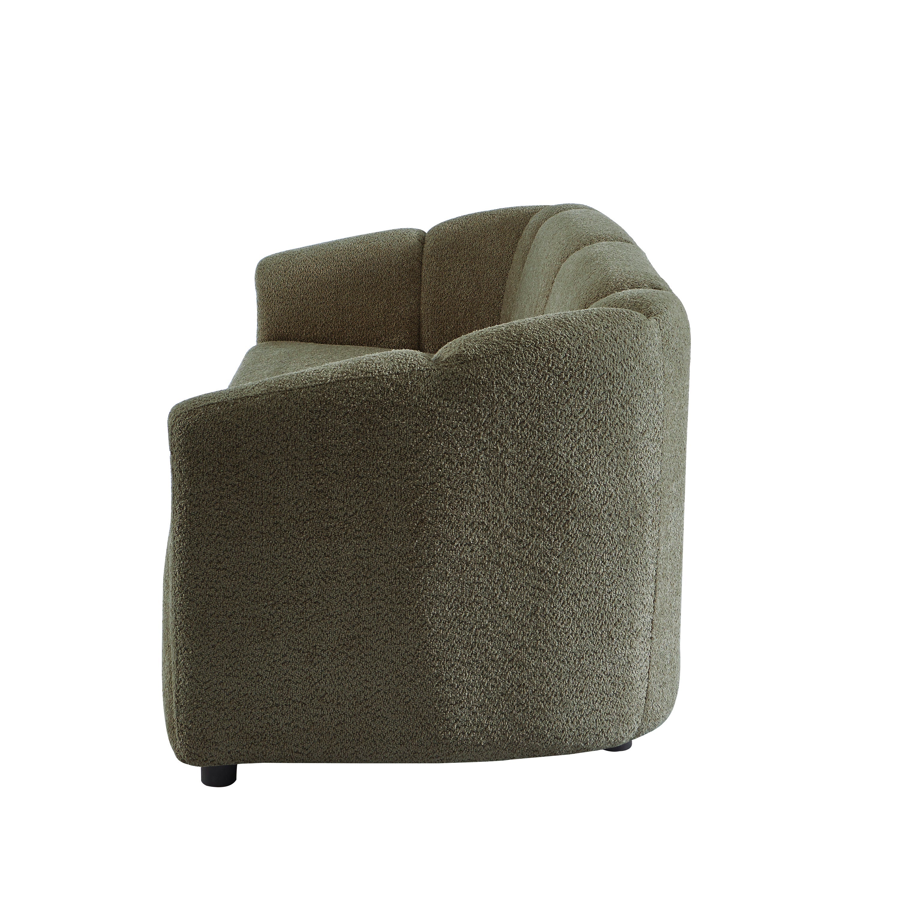 Joe - Canapé Droit 3 Places - Tissu Bouclette Vert