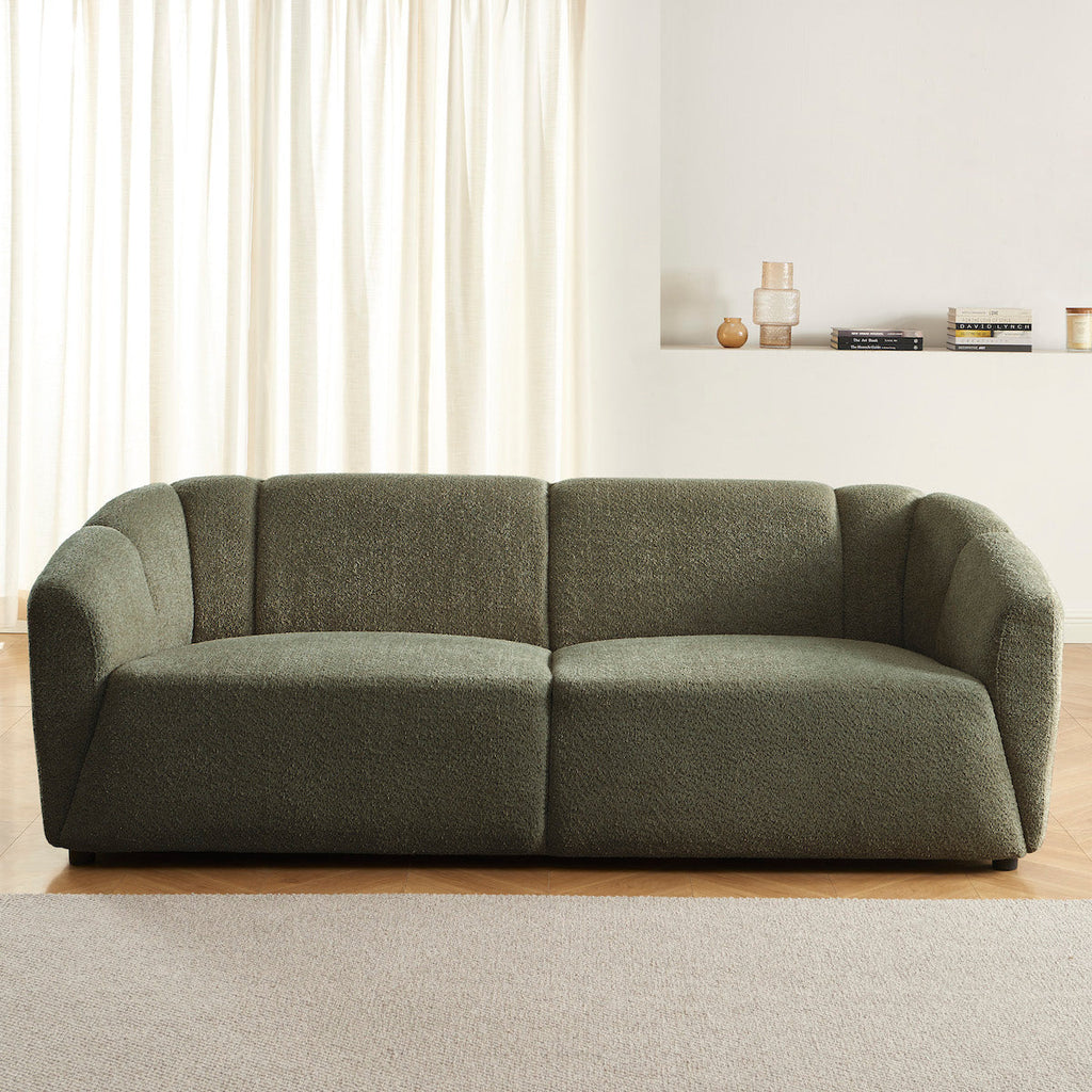 Joe - Canapé Droit 3 Places - Tissu Bouclette Vert