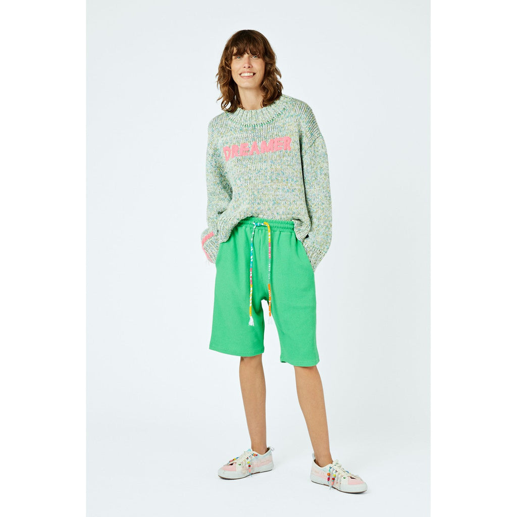 Short Distressed Drawstring Waffle-Cotton