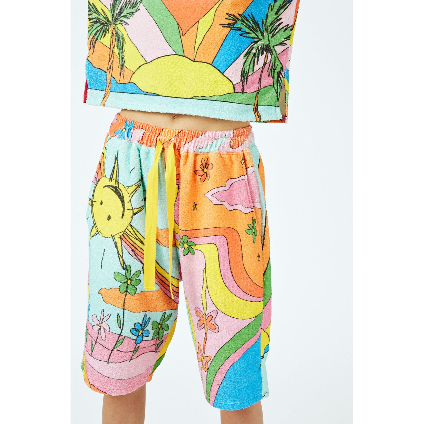 Short Lucky Card-Print Cotton-Blend Terry