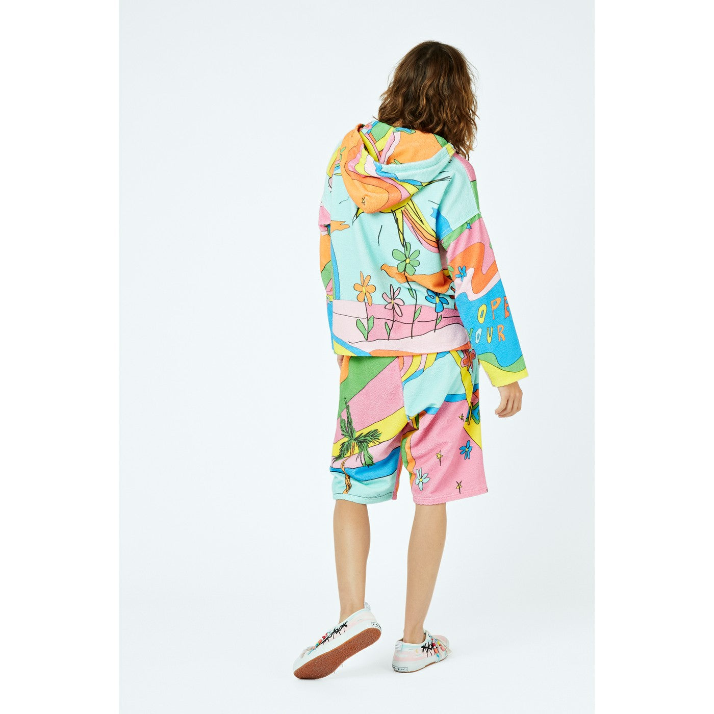 Short Lucky Card-Print Cotton-Blend Terry