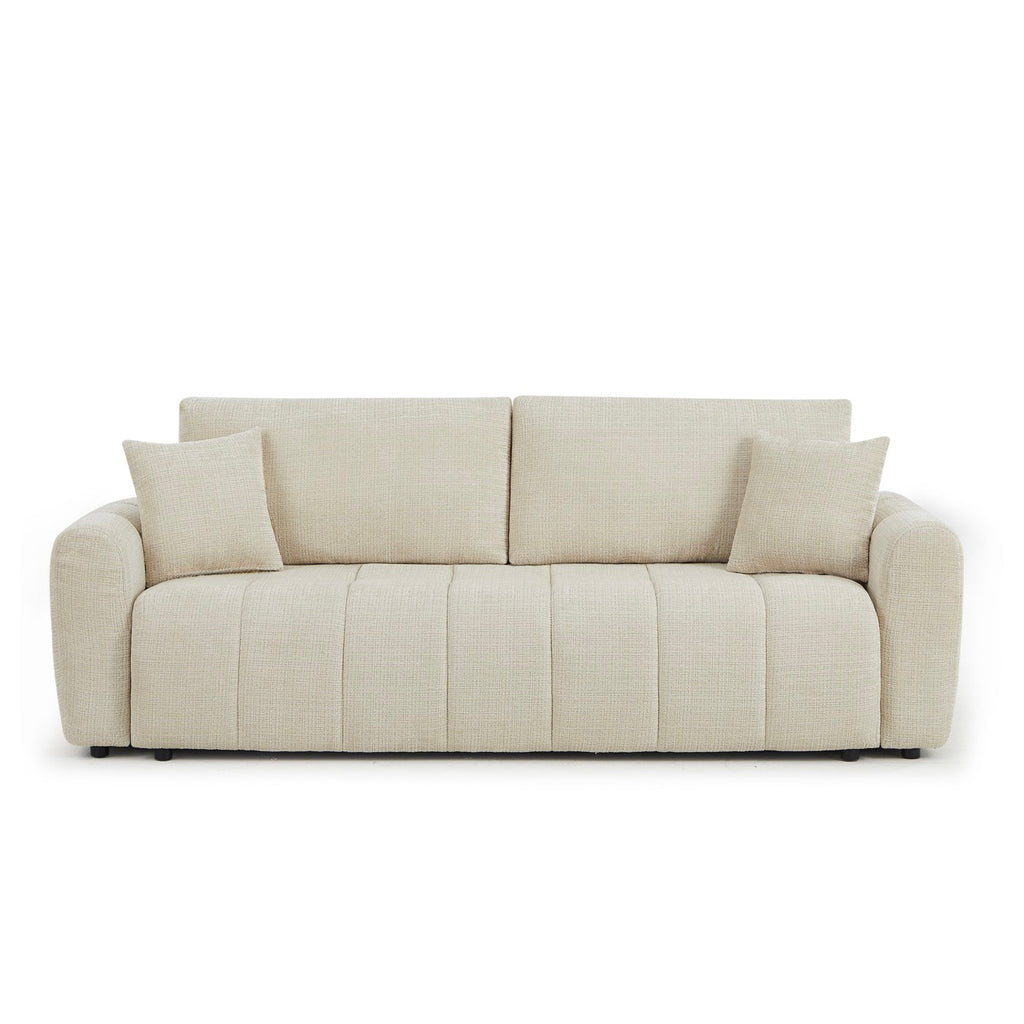 Jonea - Canapé Droit Convertible 3 Places - Tissu Texturé Beige