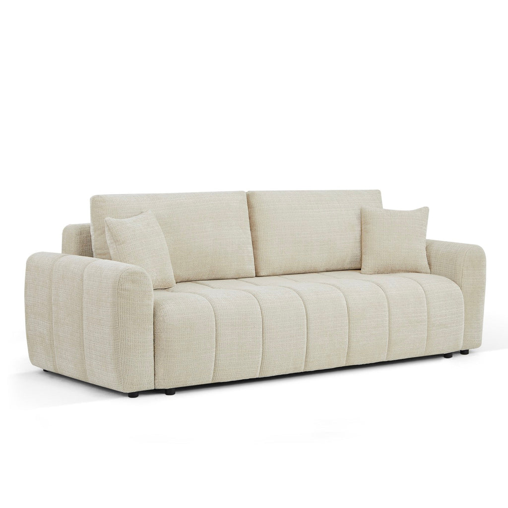 Jonea - Canapé Droit Convertible 3 Places - Tissu Texturé Beige